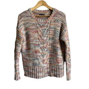 American Eagle Wool Blend Cable Knit Sweater Multicolor Size Small
